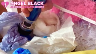Sissy cums in cage to being degraded as Mistresss trash recycling pig angel Scarlett black