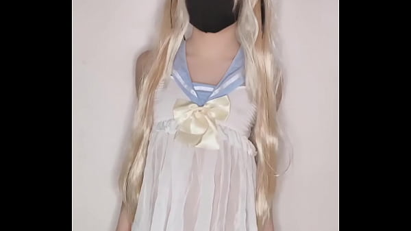 Cute Femboy in a Dress Rubs Her Dick