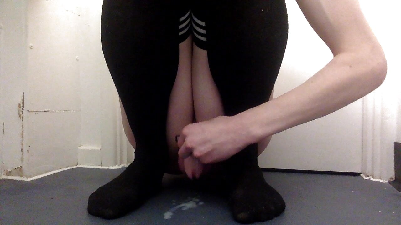 Sissy slut cums in her cage